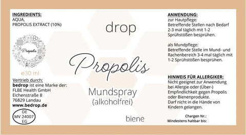 Propolis Tinktur Mundspray (alkoholfrei & wasserlöslich) - 30ml