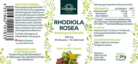 Rhodiola Rosea - Estratto di radice di rosa - 200 mg - 90 Capsule