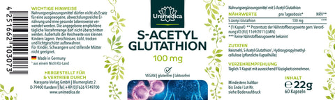 S-Acetyl-Glutathion - 100 mg - hochdosiert - 60 Kapseln