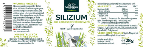 Silizium aus Bambus mit Zink - 250 mg und 3 mg pro Tagesdosis - 60 Kapseln