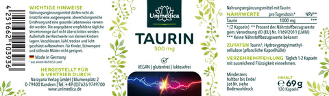Taurin - 500 mg - 120 Kapseln