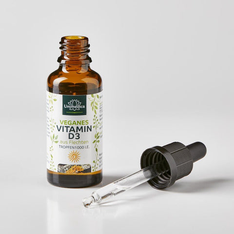 Vitamine D3 Végétalienne - Végétalienne de Lichen - 1 000 UI/25 mg - 30 ml