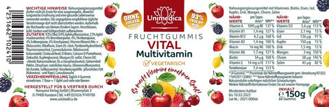 Vital - Multivitaminico - Caramelle gommose alla frutta - 60 caramelle gommose