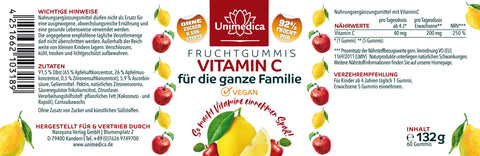 Vitamin C Fruchtgummis für die ganze Familie - 60 Gummis