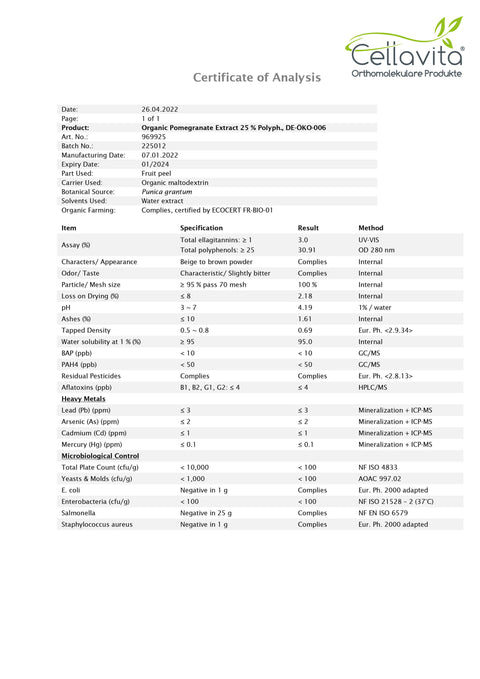 Bio Granatapfel-Extrakt Vita - 150 Kapseln