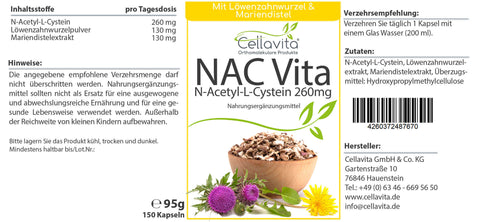 NAC Vita - 260 mg - 150 Kapseln im Glas
